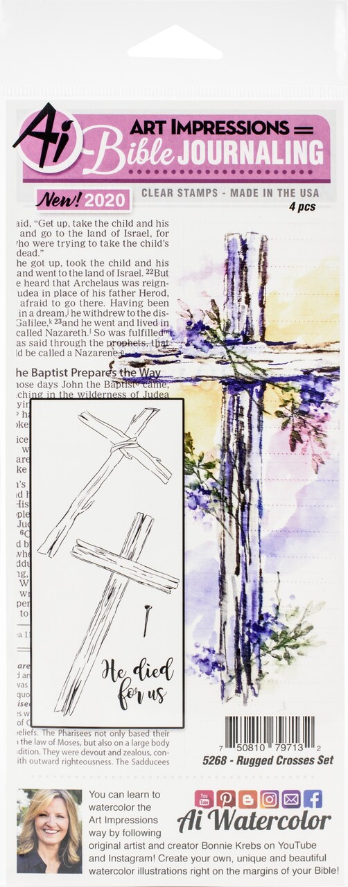 Art Impressions Bible Journaling Clear Stamps-Rugged Crosses